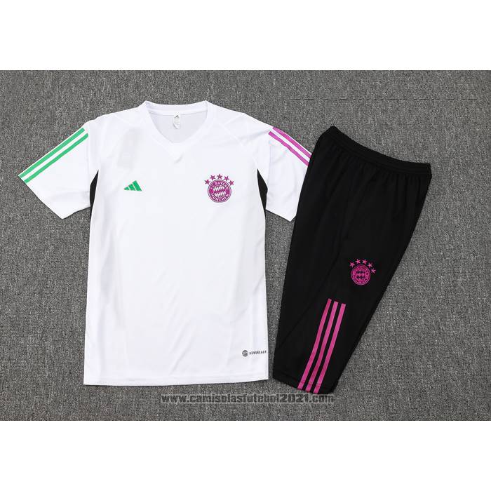 Fato de Treino Bayern de Munique Manga Curta 2023-2024 Branco - Calcas Curta